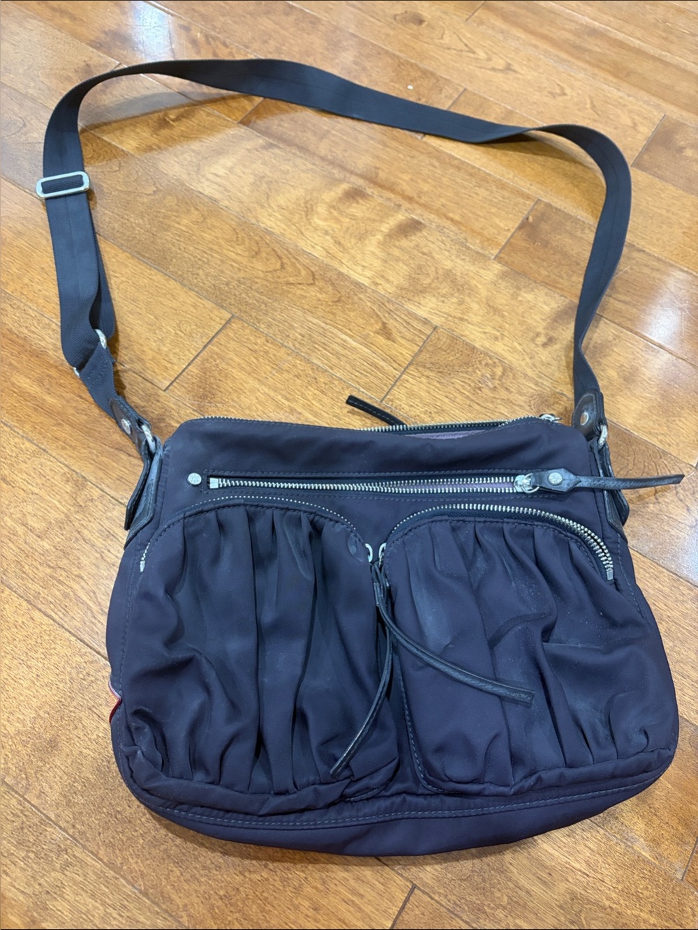 MZ Wallace dark purple  Pleated Nylon Crossbody Bag